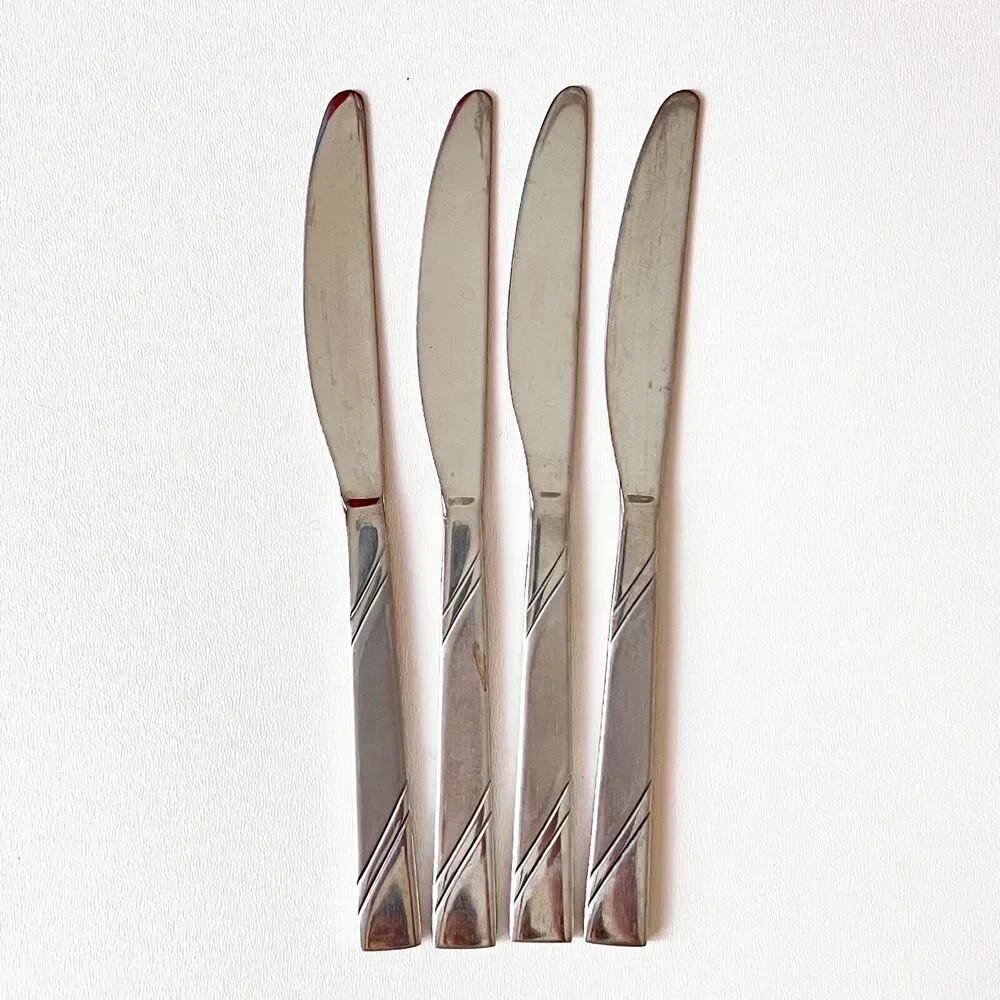 Set 4 Cambridge Stainless Maren Frost Dinner Knives 2 Sets Available